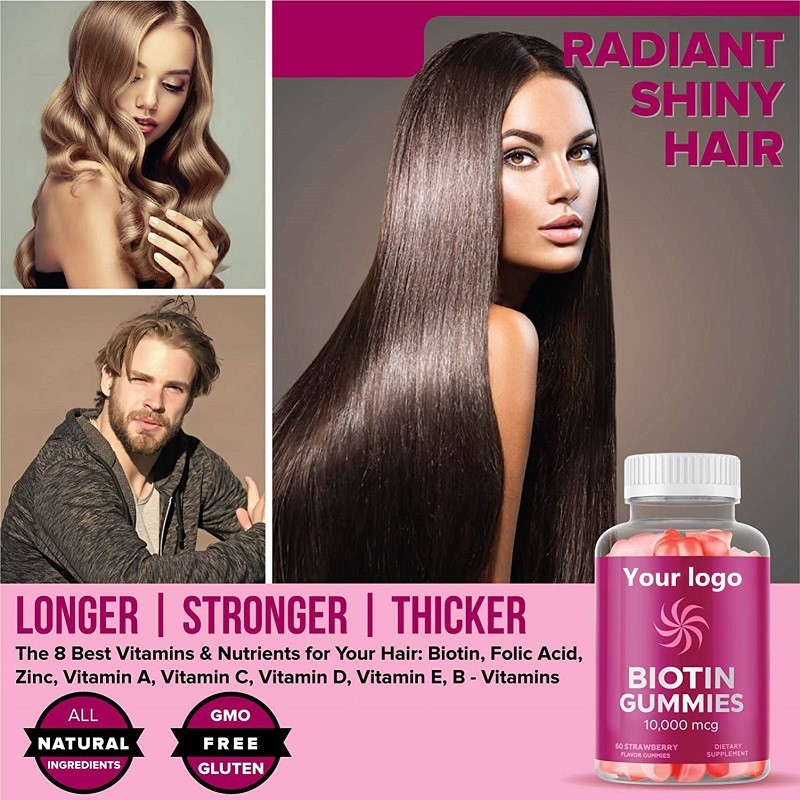 Hot-selling Own-brand Biotin Hair Growth Gummy Candy Convenient Bottle Packaging Gummy Candy