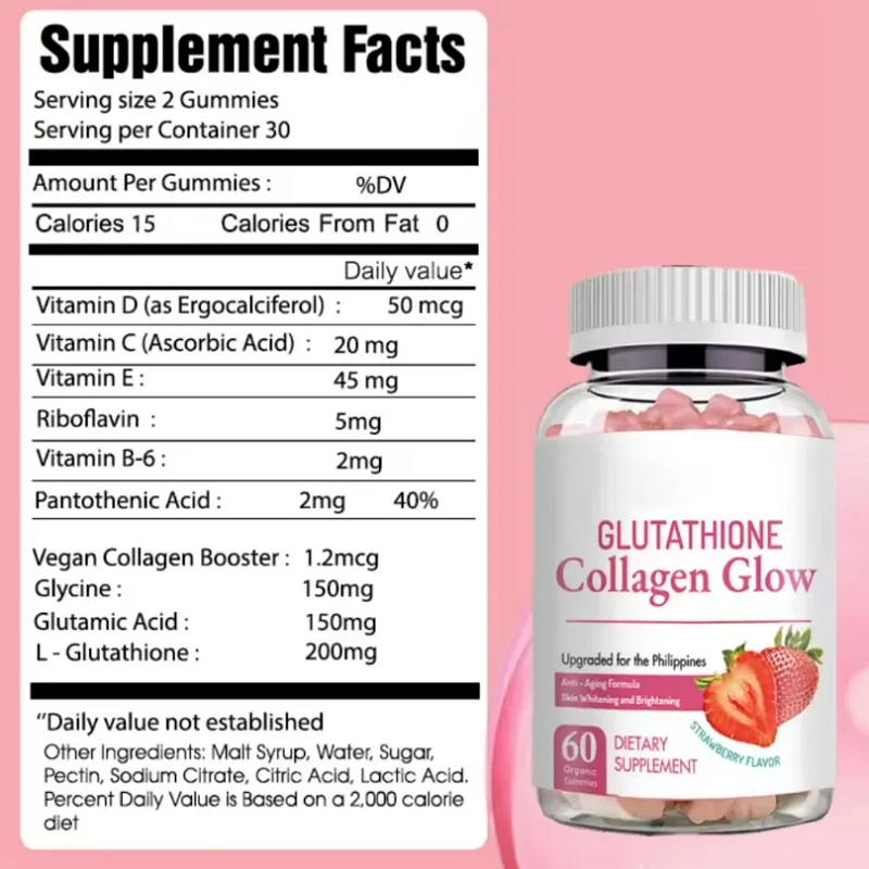 Hot Selling 60pcs Glutathio Collagen Gummy Healthcare With Vitamins Supplement for Skin Health Support