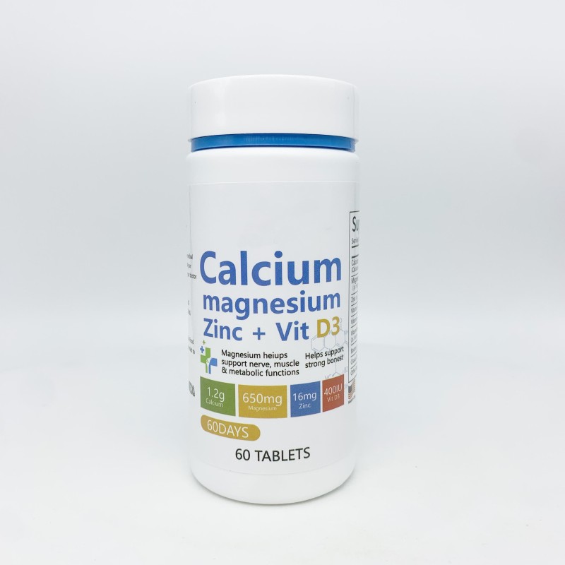 High Absorption Calcium Magnesium Zinc Tablets with Vitamin D3 & K2 - Bone Strength Support for 50+ Adults | Collagen Booster