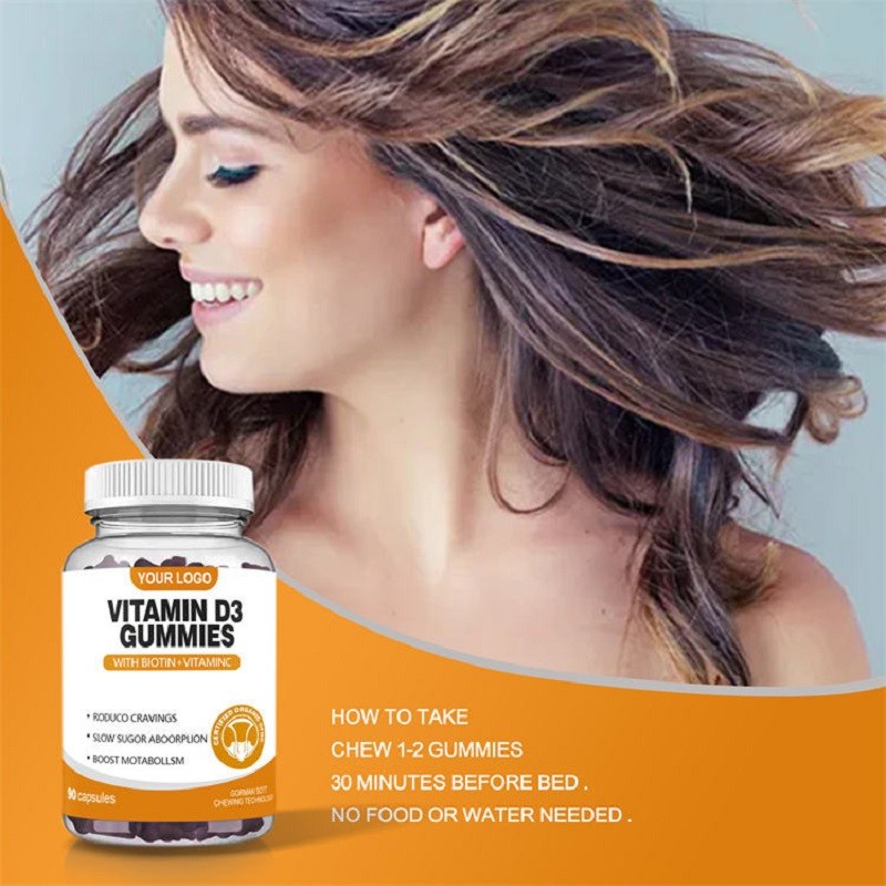 Calcium Vitamin D3 K2 Gummies Supplement Private Label Gummy Vitamin D3 Gummies