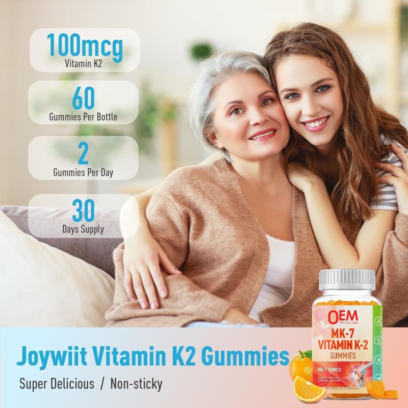 OEM 100mcg Vitamin K2 MK-7 Gummies for Bone Health Support ,energy Management