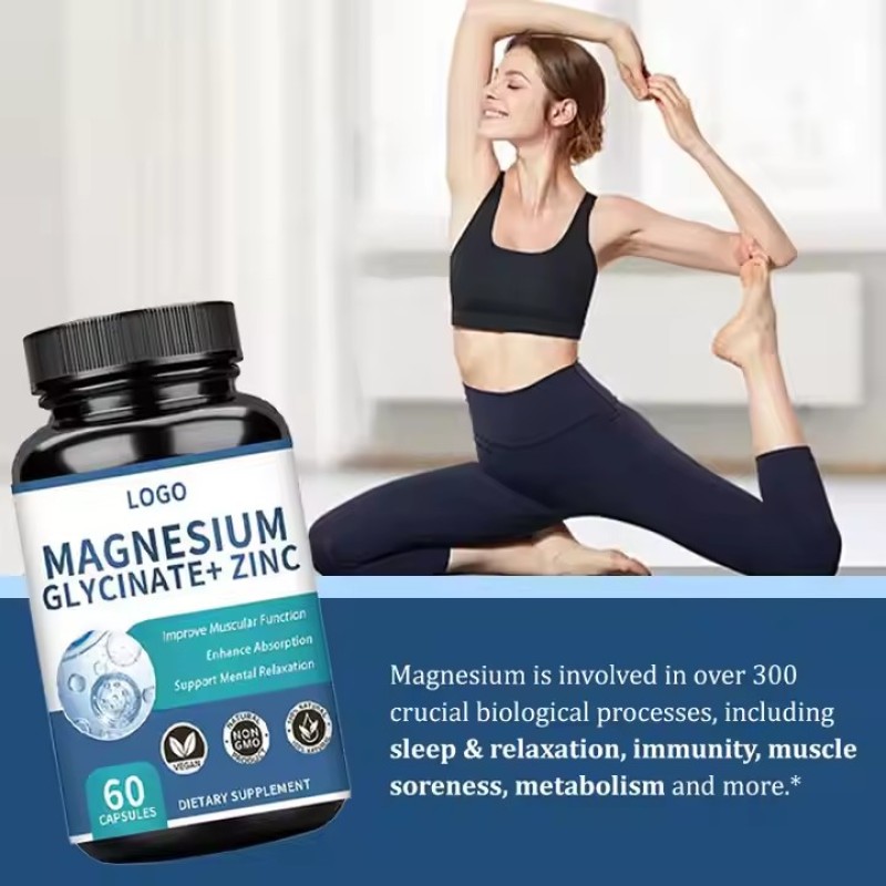 OEM Calcum Magnesium and Zinc Complex Pills Supplement Magnesium Glycinate Capsules with Zinc