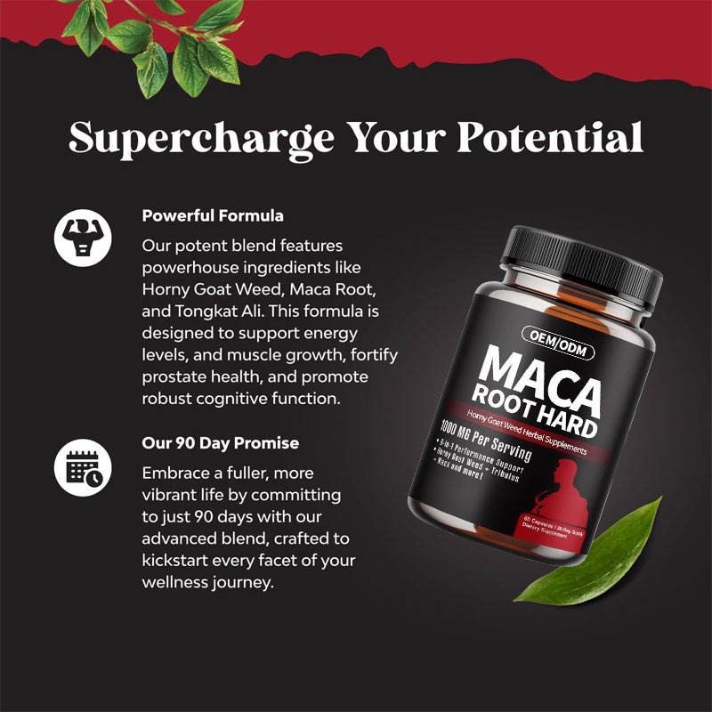 Enhanced Energy Maca Root Capsules - Strong Man Herbal Supplements with Horny Goat Weed
