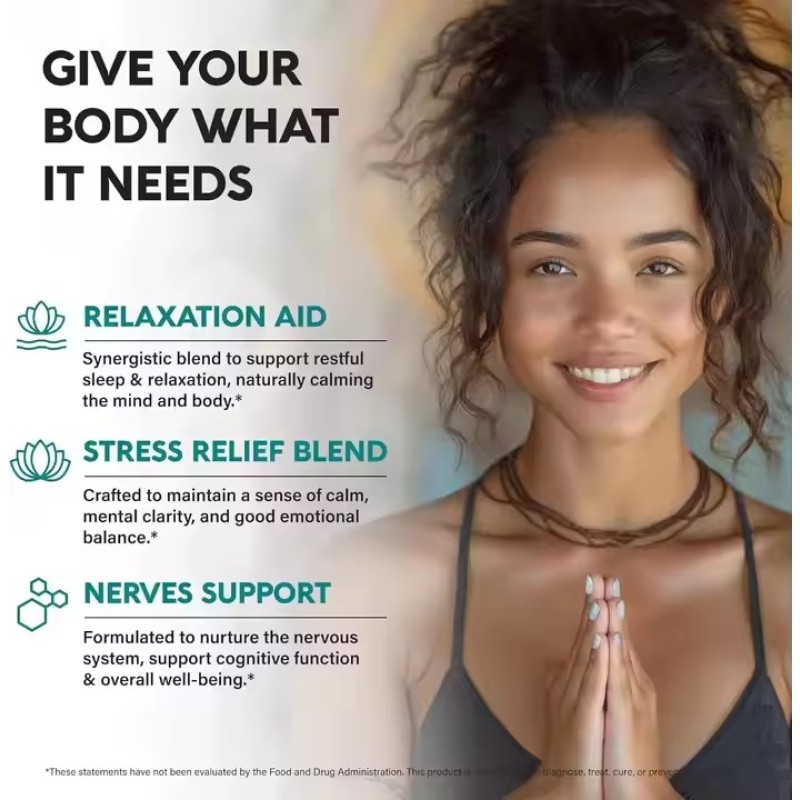 Adult Relaxation Capsules GABA, L-Theanine, Magnesium & Vitamin B6 Blend to Enhance Sleep Quality, Calmness