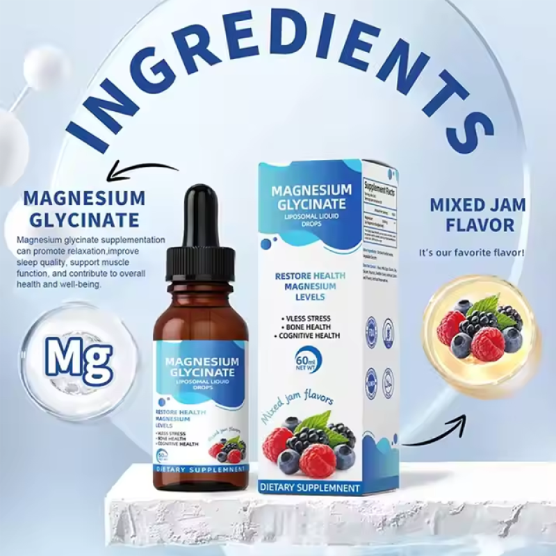 High Absorption Magnesium Glycinate Citrate Liquid Drops for Sleep and Stress Relief - Wholesale Healthcare Supplement