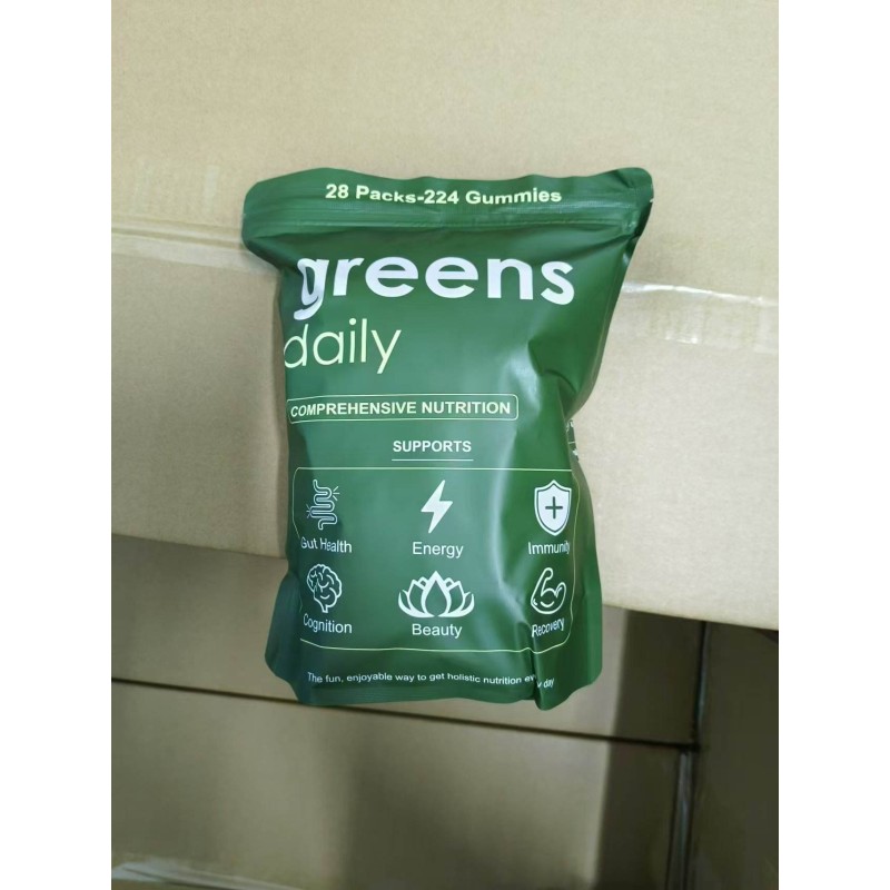 Organic Spirulina Greens Gummies - Vegan Digestive Aid & Immune Booster with Prebiotics, 224 Bear Chewables for Adults,