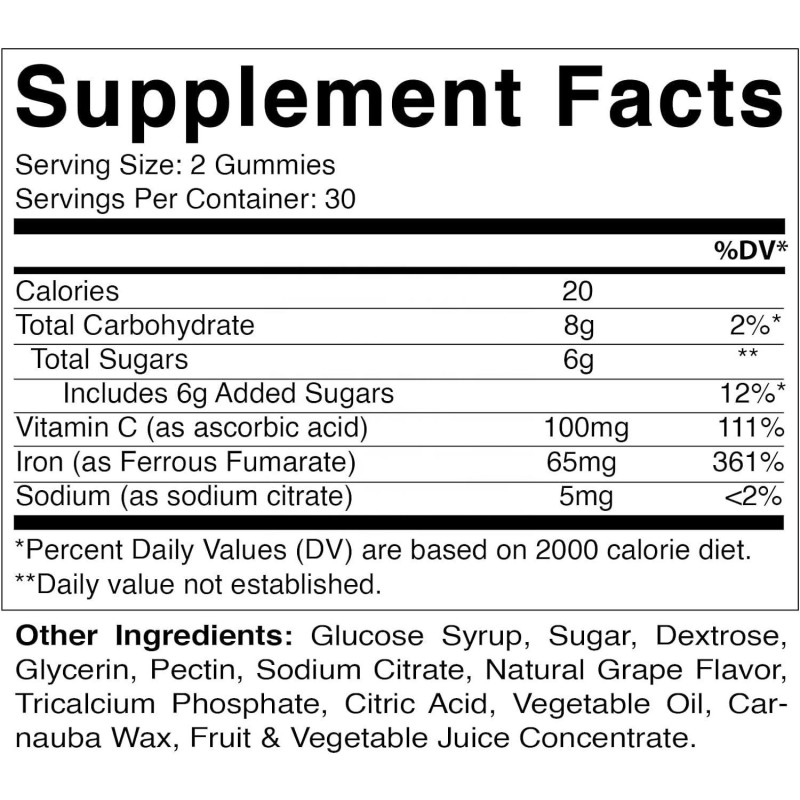 Vegan Iron Gummies with Vitamin C - OEM Supplement for Optimal Health