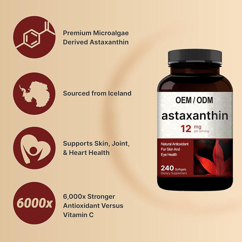 Premium Astaxanthin Softgels - Eye, Skin & Joint Support From Microalgae