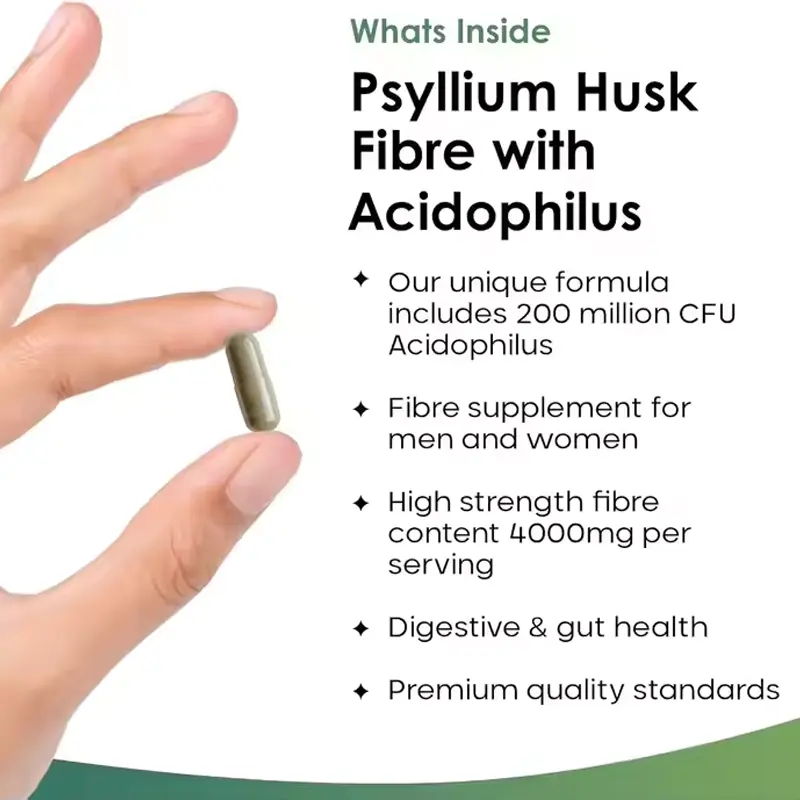 Gut Health Psyllium Husk Capsules with Probiotic Fiber for Digestive Support and Microbiome Balance 60 Capsules