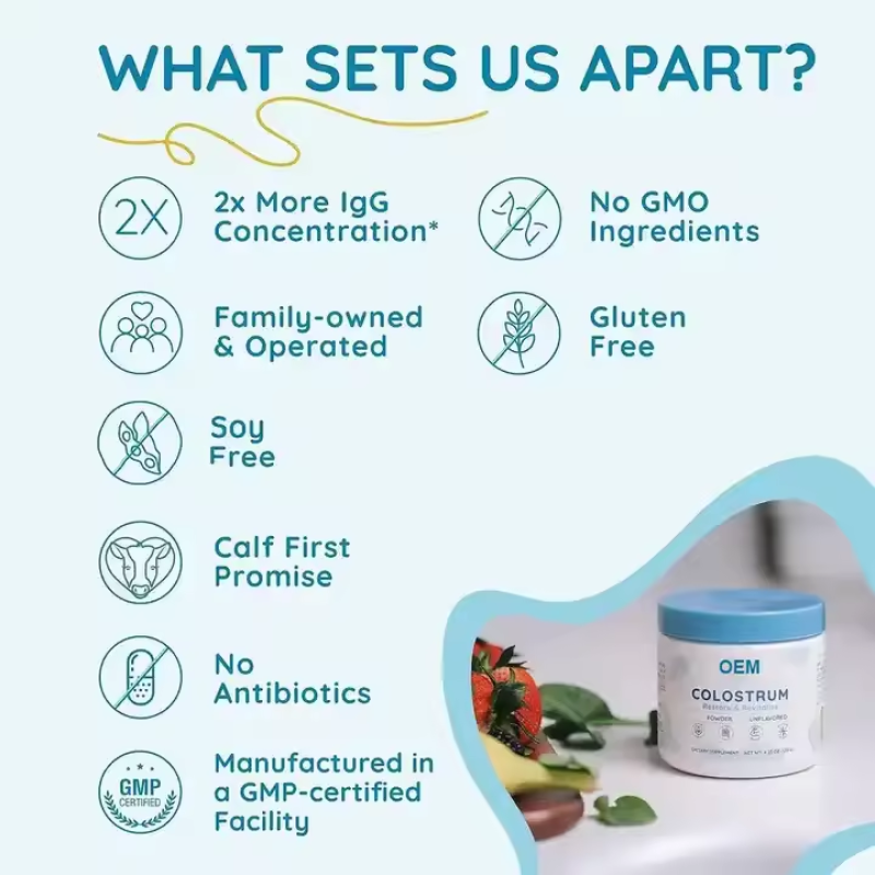 Cow Colostrum Powder High Concentration Pure Cow Colostrum Supplement for Gut Health Immune Support Muscle Recovery