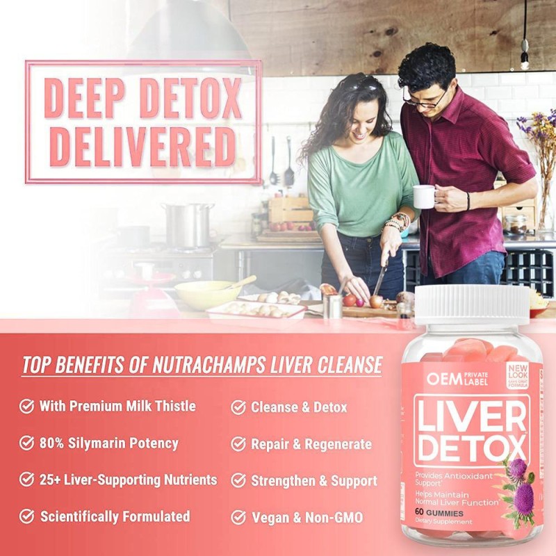 Organic Vegan Liver Detox Gummies with Milk Thistle Extract & Zinc Herbal Liver Cleanse Supplement