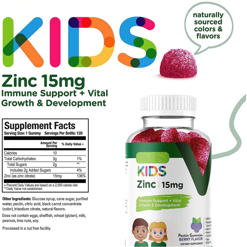 OEM Private Label Zinc Gummy 15mg - Immune Support Supplement for Kids - Multiple Flavors