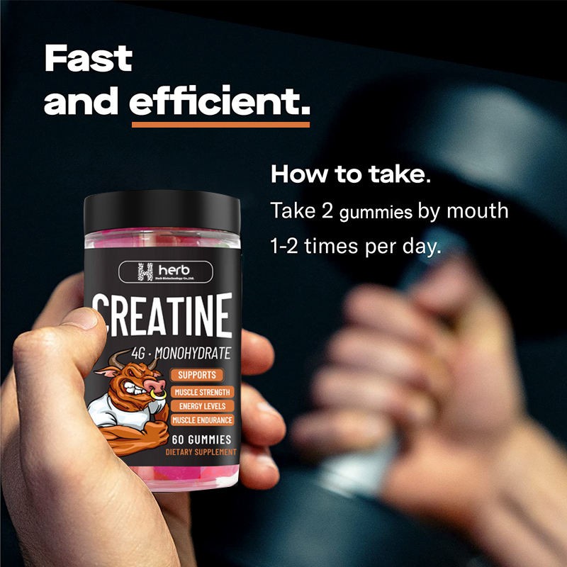Creatine Monohydrate Gummies 60Pcs - Muscle Strength, Endurance & Energy Boost