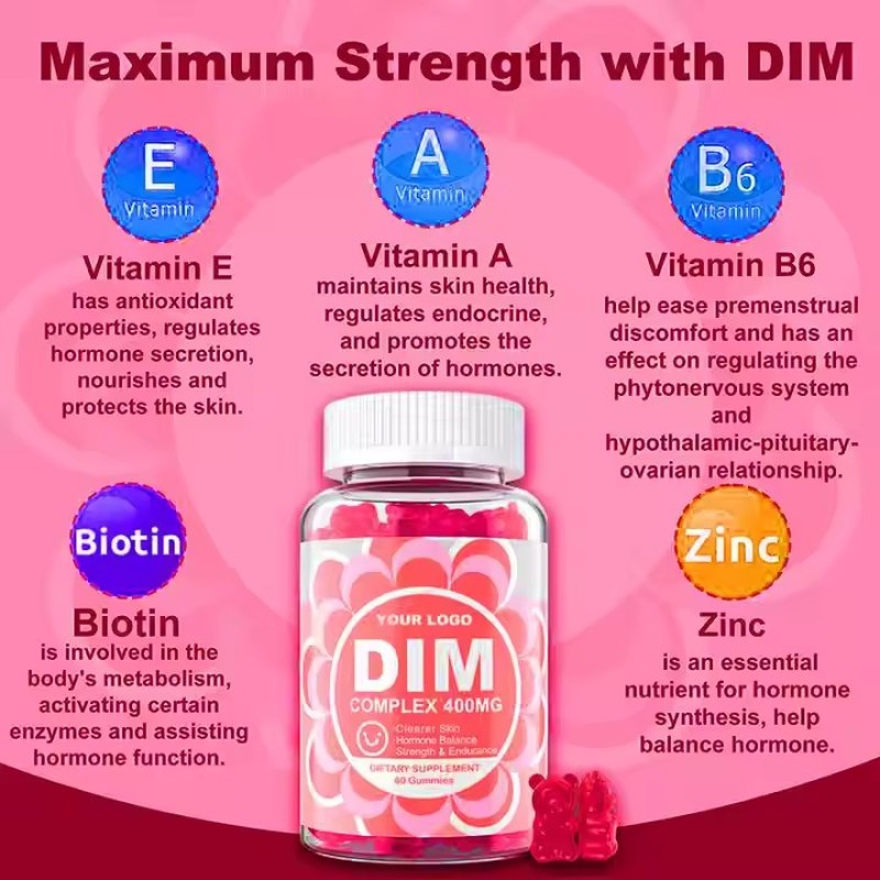 DIM Supplement Estrogen Female Hormone Improve PMS Menstrual Menopause Uterine and Ovarian protection Sugar-free Gummy Candy