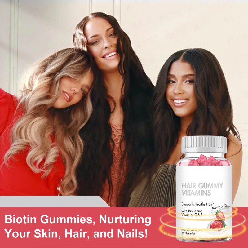OEM  Hair Vitamins Biotin  with Vitamin C - Low Sugar Herbal Supplements for Hair and Skin for Adults