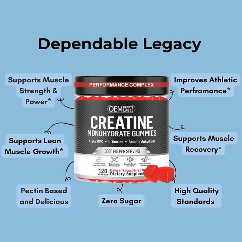 Sugar-Free OEM Creatine Monohydrate Gummies for Pre-Workout Energy Boost