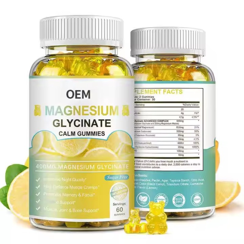 OEM Magnesium Glycinate & Citrate Gummies Vitamin Powder Supplement for Stress Relief & Muscle Recovery