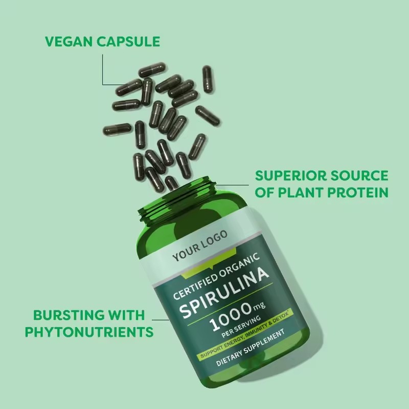 Certified Organic Spirulina 1000mg Capsules - Energy, Immunity & Natural Detox Support