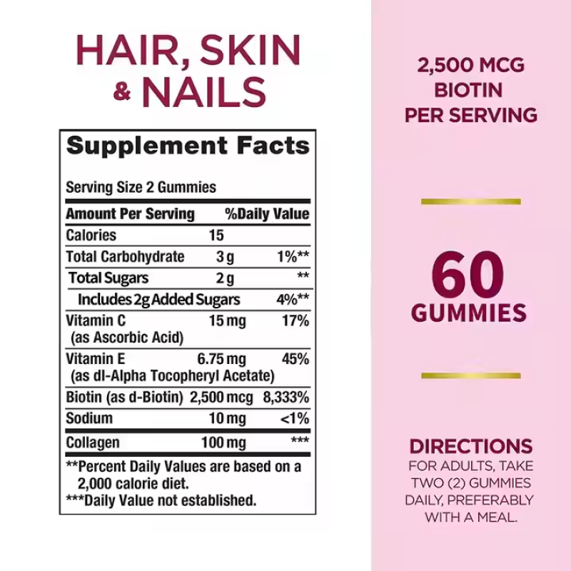 Collagen Biotin Gummies with Vitamin C & E - Hair Growth, Skin Glow & Nail Strength Supplement - ODM/EDM Chewable
