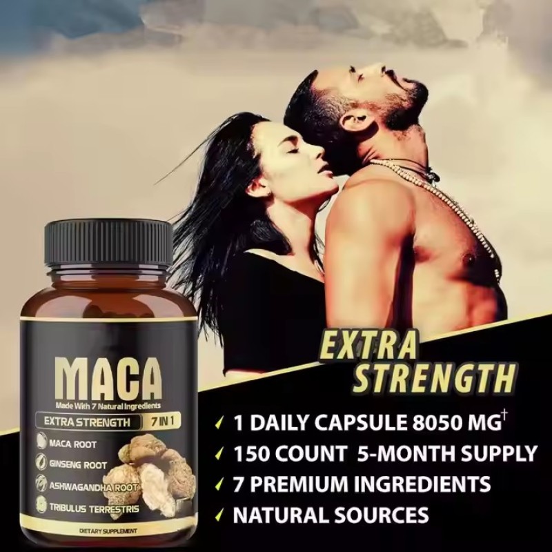 Ashwagandha & Organic Maca Root Capsules: Strong Man Herbal Supplement Designed for Adult Stamina, Hormonal Balance