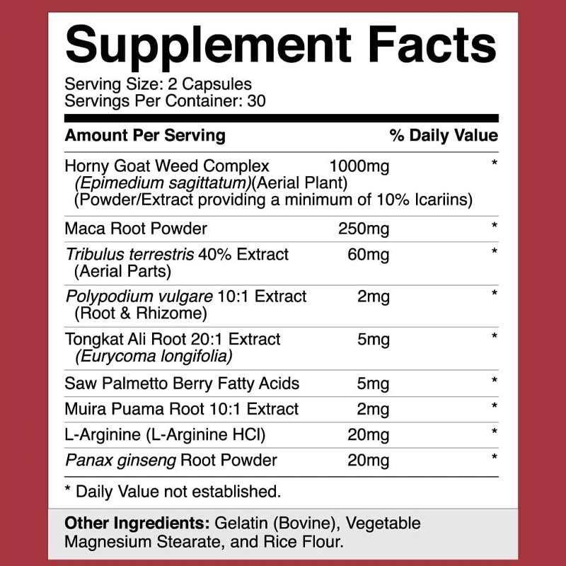 Enhanced Energy Maca Root Capsules - Strong Man Herbal Supplements with Horny Goat Weed
