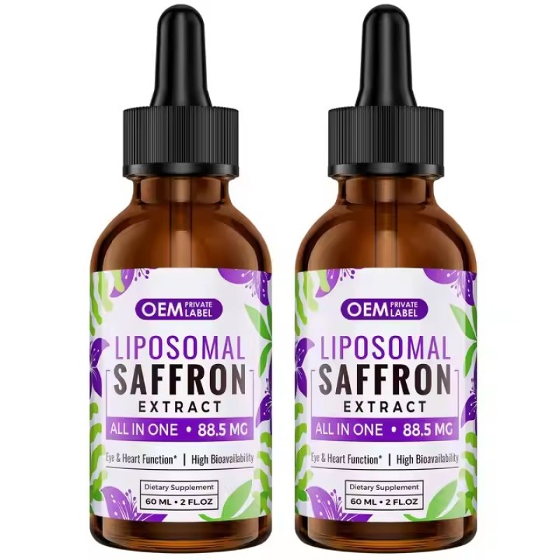 OEM Saffron Supplements Saffron Extract Liposomal Drops with Ashwagandha, Turmeric, Magnesium, Zinc, Vitamin B12 & D3 for Mood