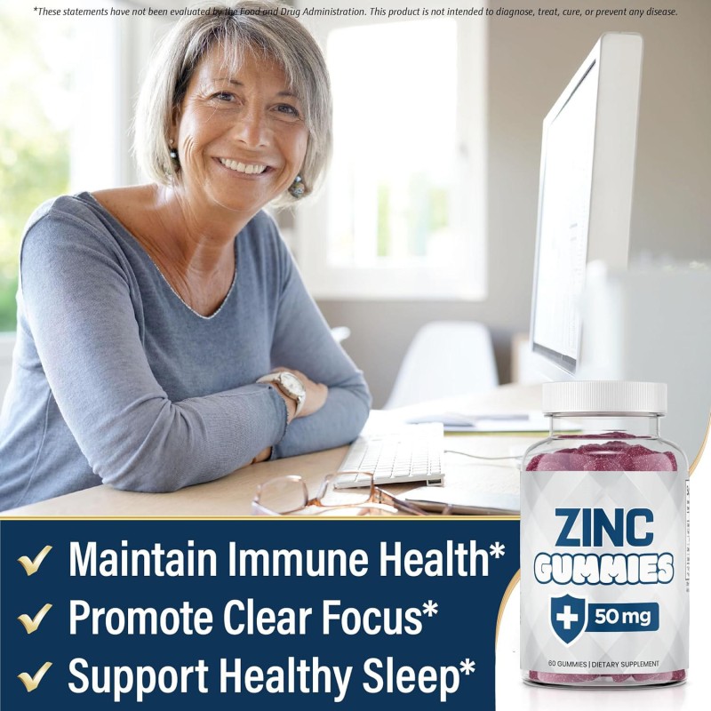 High Potency Zinc Gummies for Immune Support - 60, 90, 120 Count Dietary Supplement