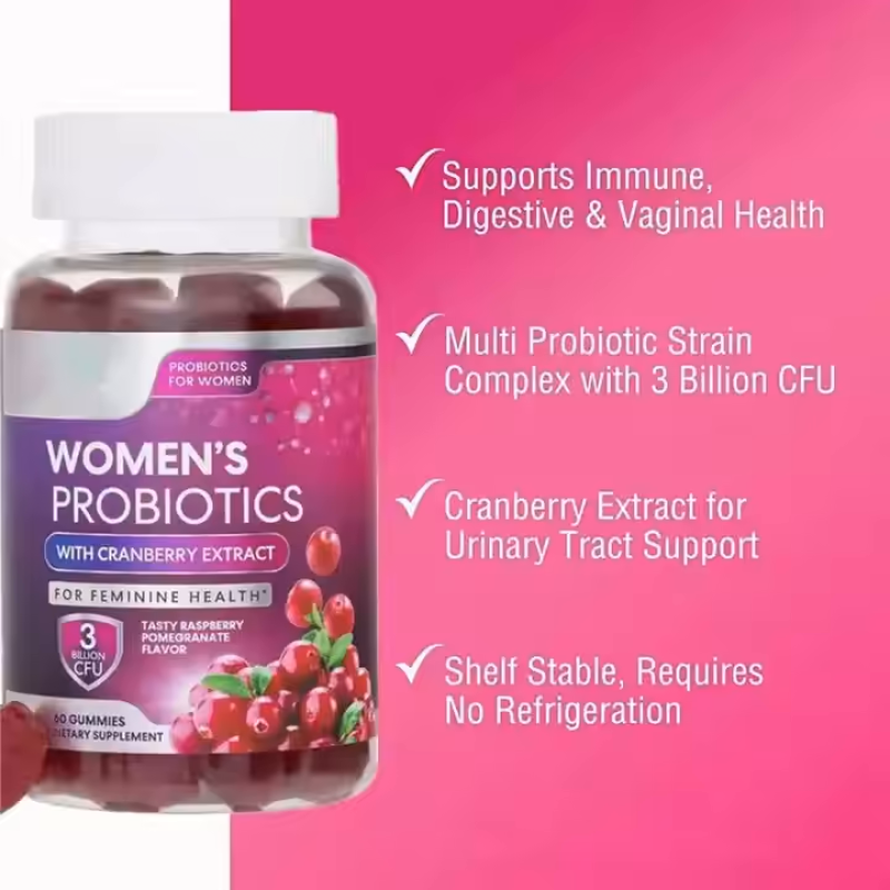 Cranberry Women's Probiotic Gummies - 30 Billion CFU & Herbal Extract for Feminine & Urinary Health - Plant-Based Supplement