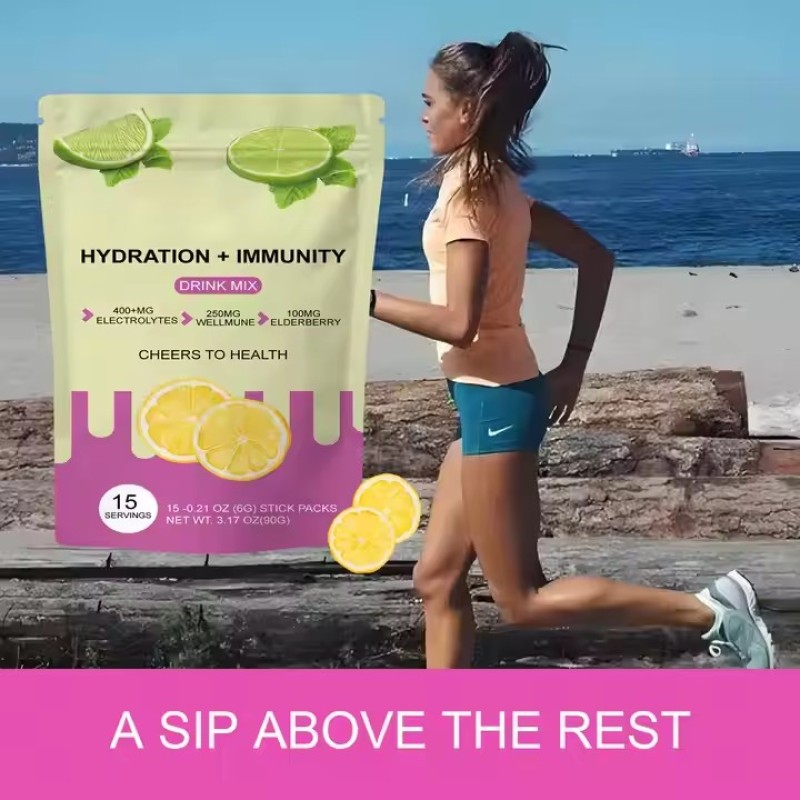 Sugar-free Daily Electrolyte Powder Beverage Mixture of Hydrated Package Containing 6 Electrolytes and Minerals