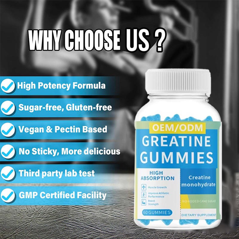 Pre Workout Creatine Gummies With 6g Creatine Monohydrate and Alpha GPC Complex - Energy Focus and Muscle Support Supplement