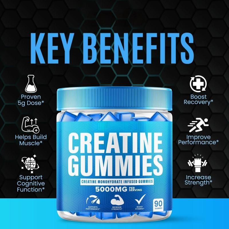 Sugar-Free Creatine Gummies 5000mg - Pre Workout Supplement with Creatine Monohydrate