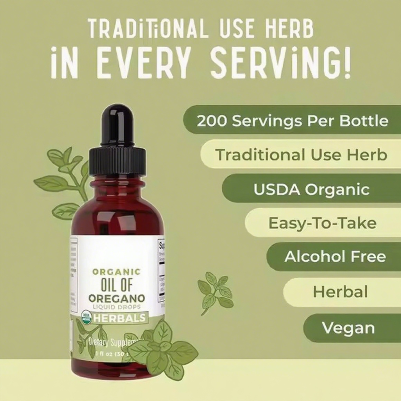 Organic Oregano Oil Liquid Herbal Blend Immune Support Digestive Health Overall Health Vegan  Oregano Oil Drops