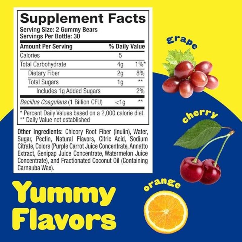 Child-Friendly, Daily Probiotic Vitamin Gummy Candy, Scientific Dose of Digestive Health Dual-Effect Guardian