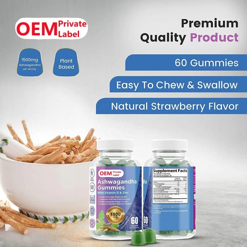 Private Label KSM-66 Ashwagandha Gummies with GABA for Sleep Support and Stress Relief Vegan Supplement