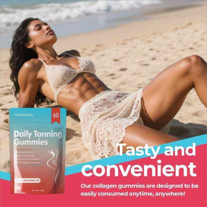 Daily Tanning Soft Candy Natural Tanning Supplement with Astaxanthin, Lycopene and Beta-Carotene Skin Care Beauty Black