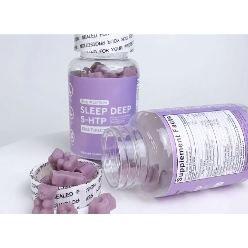 Deep Sleep Supplement for Adults Vitamins B6 Theanine 5-HTP Powder Melatonin Gummy Candy