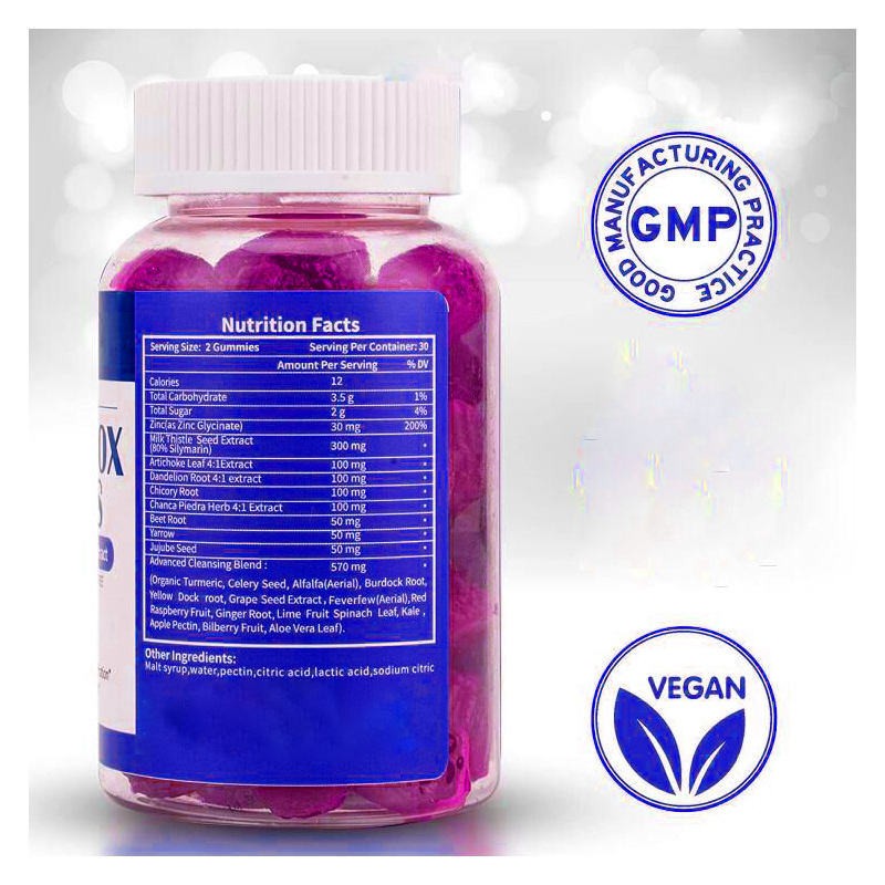 Organic Liver Detox Gummies | Probiotic Supplement for Digestive Health | Milk Thistle Fiber Gummies for Adults