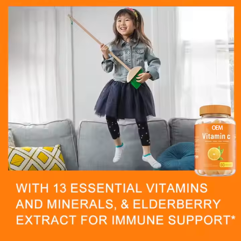 6-in-1 Vitamin C & Elderberry Gummies for Immune Support & Antioxidant - Family Supplement Chewables