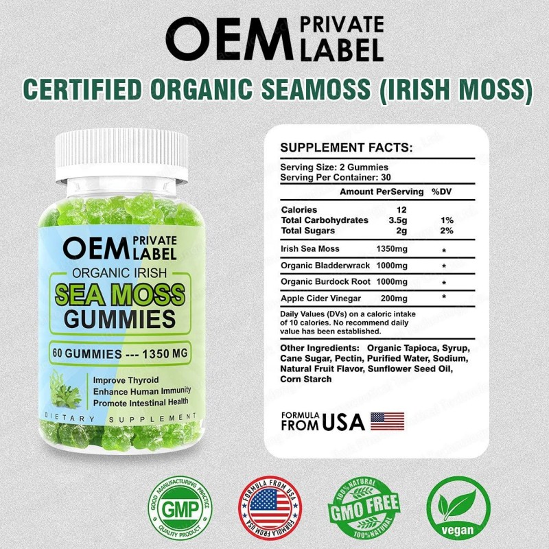 Premium Organic Sea Moss Gummies - Immune Support & Health Care - Vegan Irish Sea Moss Gummy