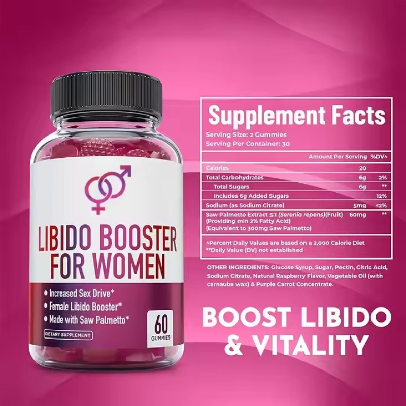 Natural Saw Palmetto Gummy Adult Female Sex Support and Hormone Balance Booster Improve Sex Active