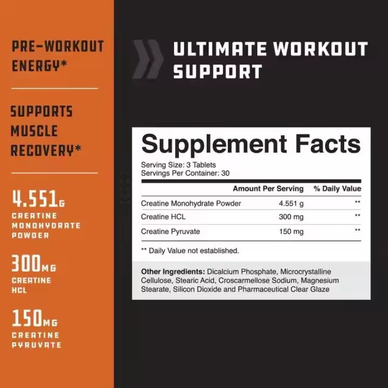 Best Quality Monohydrate Creatine Powder Muscle Gain Tablets Improve Absorption Chewable Tablets