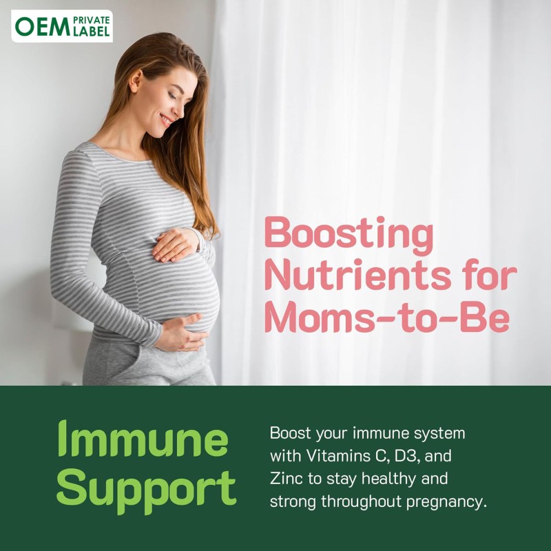 OEM Prenatal Vitamin Gummies with Folic Acid, Iron, Choline & Multivitamins for Women