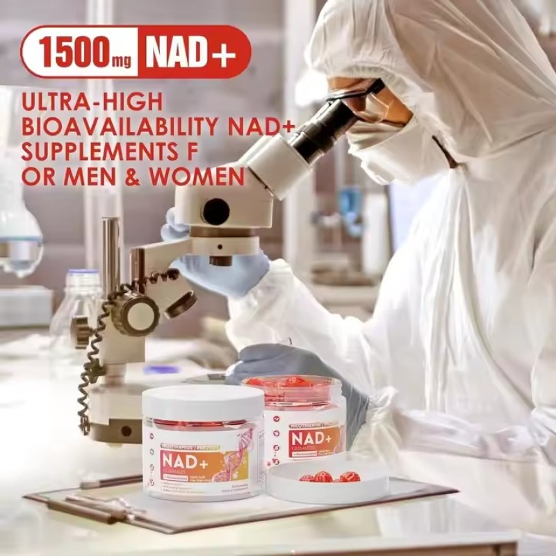 Nad  + Strawberry Flavor Hair Growth Soft Candy Anti-Aging Health Supplement Skin Care Gummy for Vegetarians