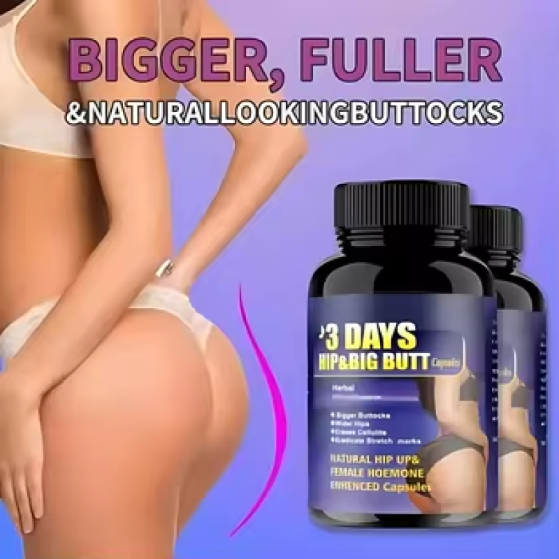 Natural Butt Enlargement Capsules for Women, 3-Day Hip Lift & Firming Supplement, Bigger Fuller Buttocks Enhancer