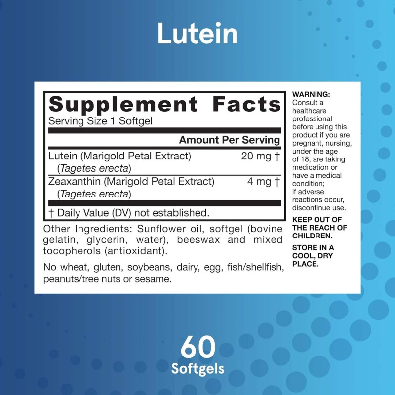 Lutein Softgels with Zeaxanthin - Lutein , Supports Macular Health & Vision, Antioxidant Formula