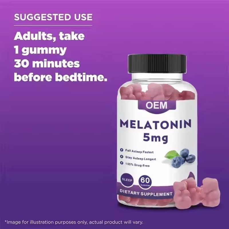 Melatonin Gummies 5mg Deep Sleep Gummy Candy Food Supplements for Promotes Brain Relaxation