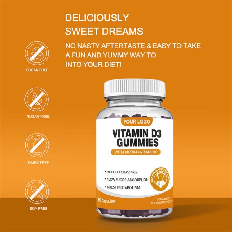 Calcium Vitamin D3 K2 Gummies Supplement Private Label Gummy Vitamin D3 Gummies