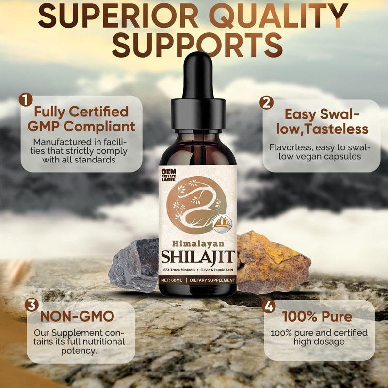 OEM Shilajit Liquid Drops for Men & Women - Premium Fulvic Acid Energy Booster with Rapid Absorption Technology