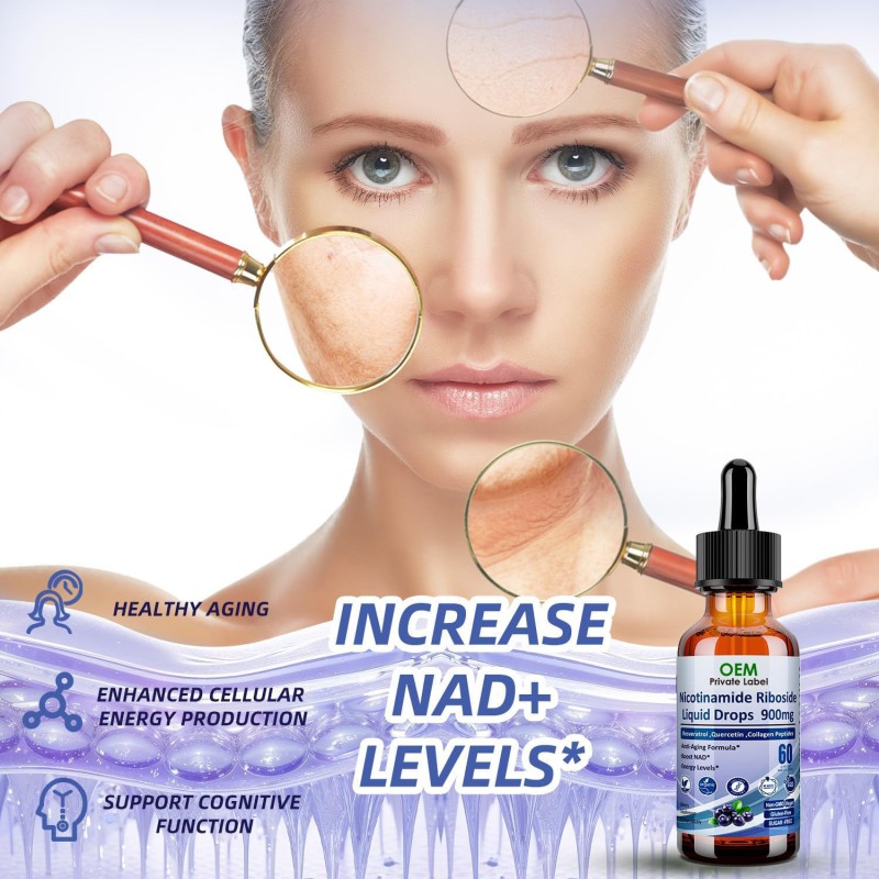 OEM NAD+ Supplements with Nicotinamide Riboside, Resveratrol, Collagen & Biotin for Anti-Aging, Skin Health & Energy Boost