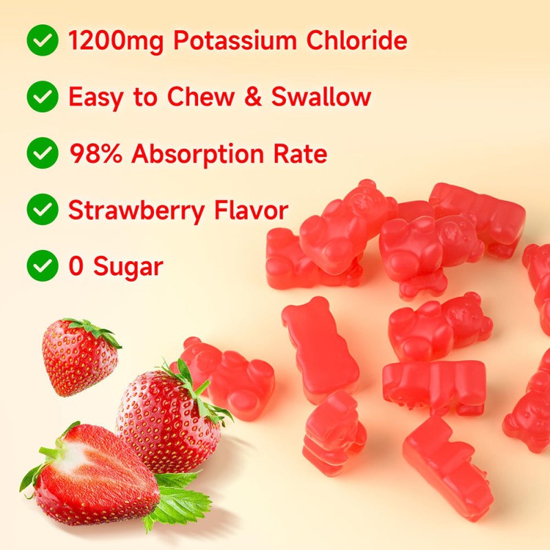 Potassium Gummy Sugar-free Potassium Chloride Electrolyte Supplement, Leg Cramps